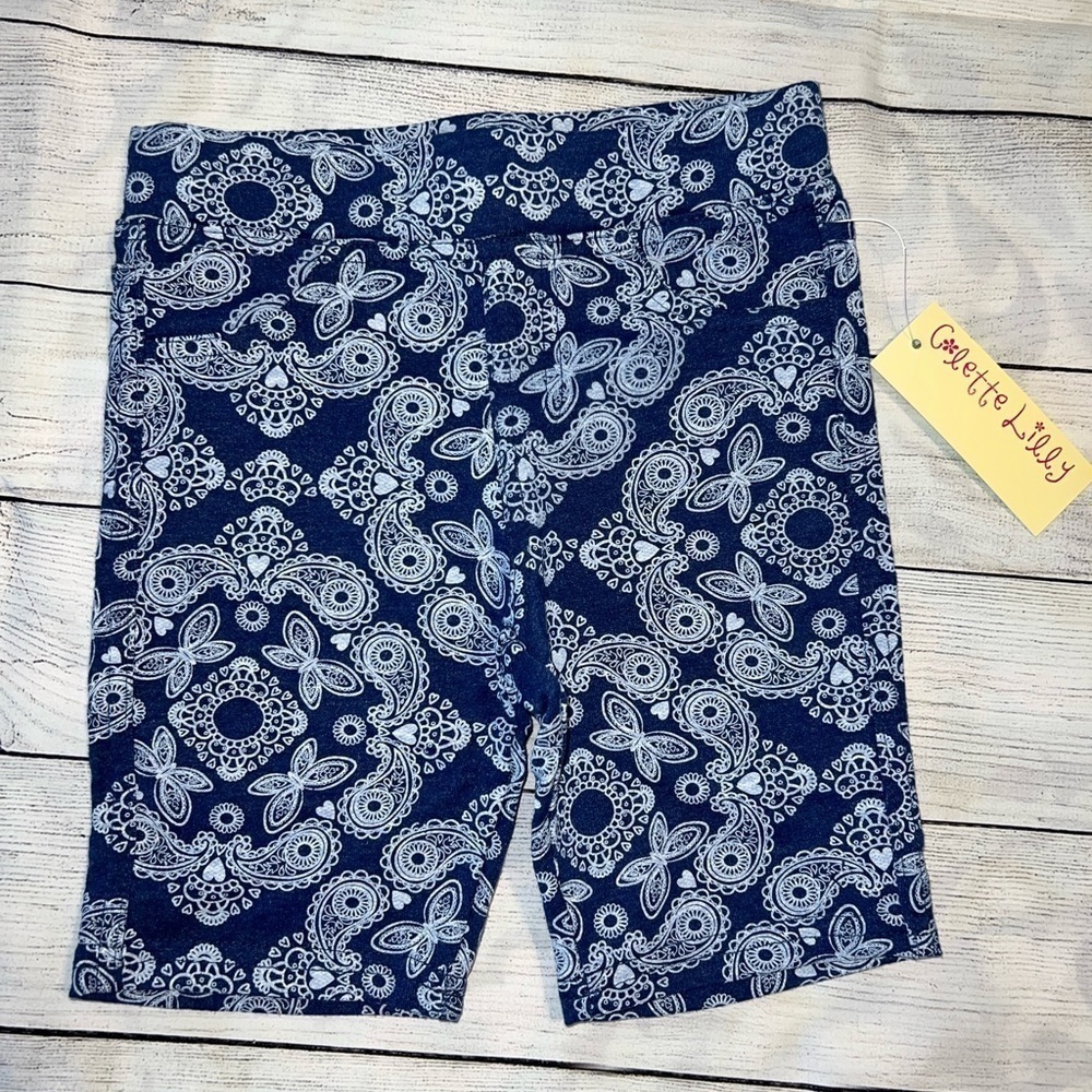 CHILDREN’S Colette Lilly Stretchy Bike Shorts Navy Paisley Pattern Size Small/4